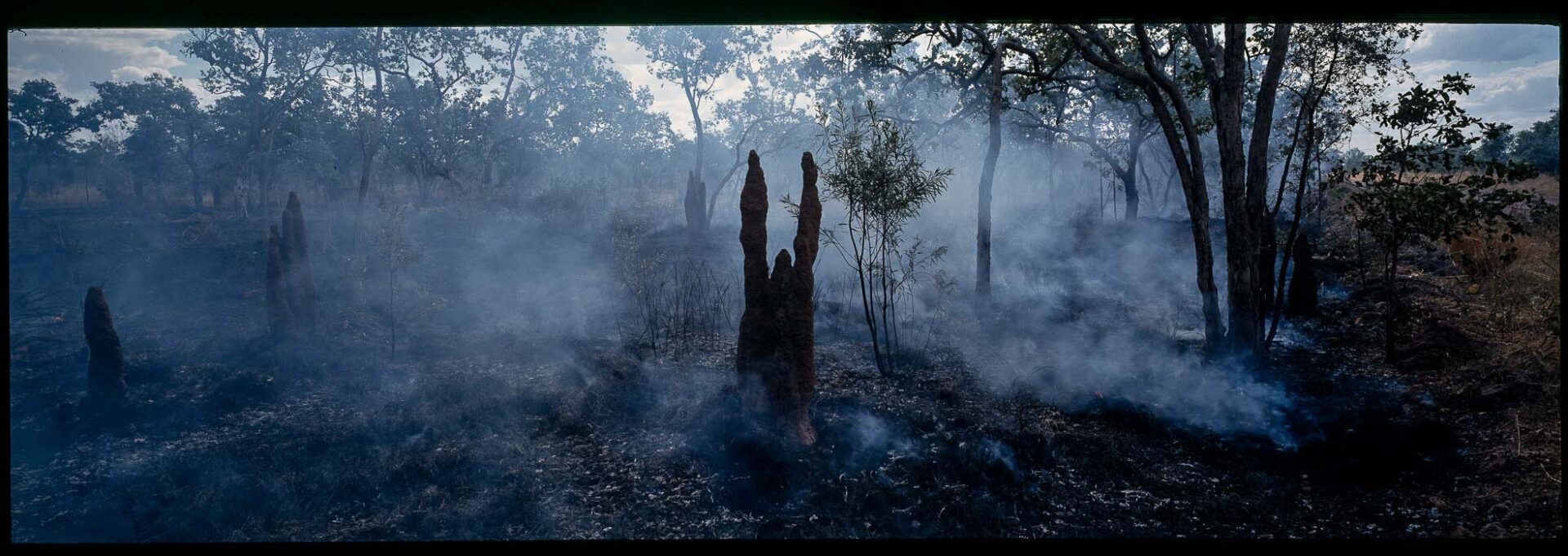 Termite Mounds in Smoke, Jasper Gorge, NT